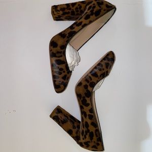 J. Crew Etta Calf Hair Pumps in chocolate leopard